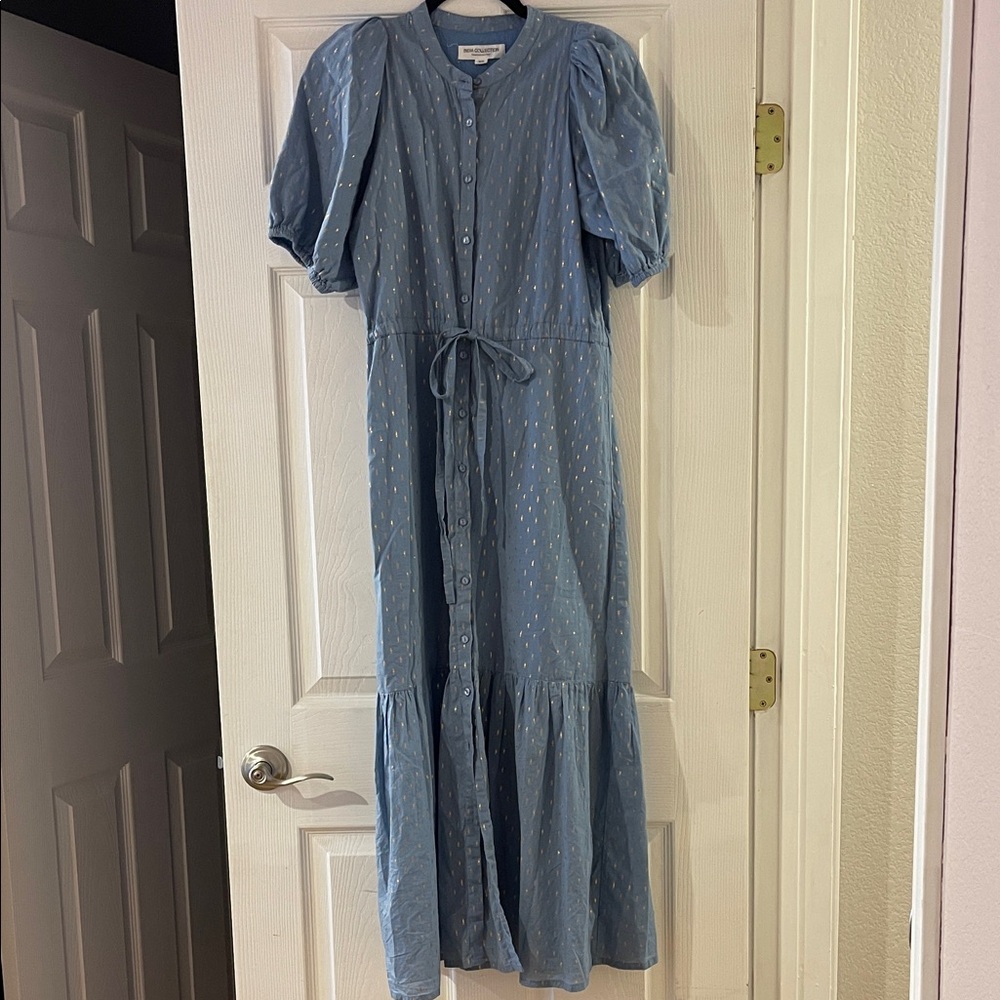 Emerson fry Lucy dress-powder blue with gold dots